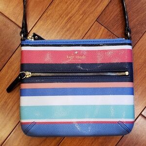 Kate Spade Striped Crossbody. Pink, Periwinkle, Black, White, Aqua